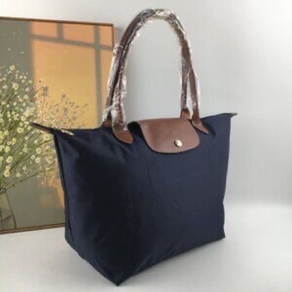 NEW Longchamp Le Pliage Original Medium Shoulder Tote Navy Handbag M - Picture 3 of 6